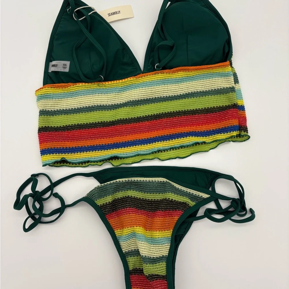 Vibrant Striped Crochet Bikini Set NWT - Picture 6 of 7